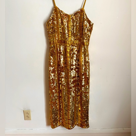 virgos lounge gold dress | Dresses | Virgos Lounge Beaded Midi Gold sequin dress